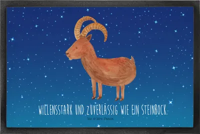 Produktbild von Mr. & Mrs. Panda Bodenvorleger Sternzeichen Steinbock 40 x 60 cm - Sternenhimmel Blau - Geschenk, Geburtstag Januar, Türmatte, Dezember, Ziege, Schmutzmatte, Steinböcke