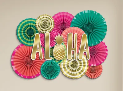 Produktbild von Deko Set Papierfächer Aloha Party 17 tlg.