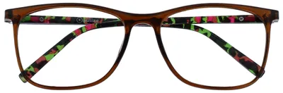 Produktbild von OPULIZE Arc Lesebrille Stilvolle Schlank Rechteckig Rahmen Gemusterte Bügel Federscharniere Kratzfest Braun Herren Damen R66-2 +1.00