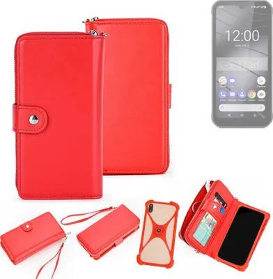 Produktbild von K-S-Trade 2in1 Schutzhülle Portemonnee Handyhülle mit Bumper kompatibel mit Gigaset GX290 Hülle Case Etui Geldbörse Smartphone rot (1x)