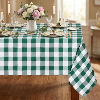 Productafbeelding van Tafelkleed, ruitpatroon, groen en wit, rechthoekig, 140x300 cm