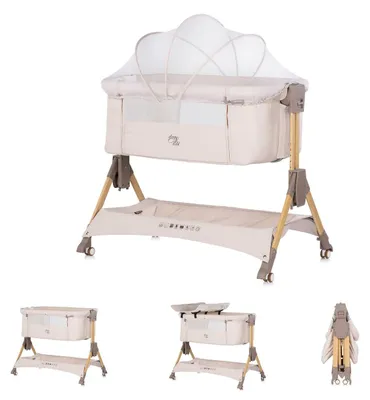 Produktbild von Chipolino Beistellbett Sleep´n Fold Matratze Räder Schwingfunktion Wickelauflage creme