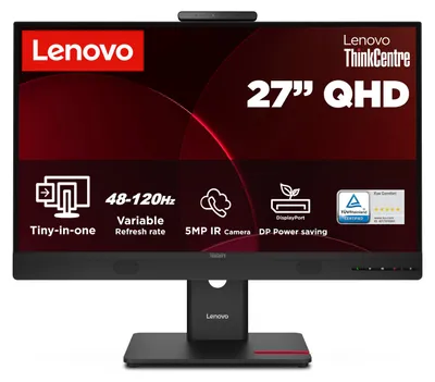 Imagen del producto de Lenovo ThinkCentre TIO27 Gen6, pantalla de 68,6 cm (27"), resolución de 2560 x 1440 píxeles, Quad HD, tecnología LED, tiempo de respuesta de 6 ms, color negro