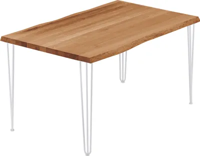 Produktbild von LAMO Manufaktur Esstisch Küchentisch Schreibtisch Couchtisch aus Massivholz, mit Baumkante 140x80x76 cm (AxBxH), Creative, Dunkel / Weiss, LAB-01-A-004-9016Cr