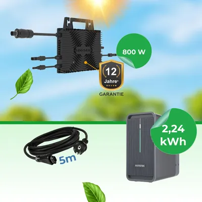 Produktbild von Marstek B2500-D 2,24 kWh Speicher + Sossen 800W Wechselrichter Für Balkonkraftwerk - App, Wifi,
