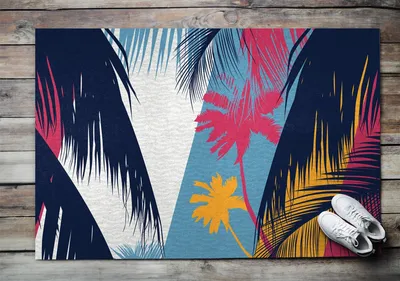 Produktbild von Fußmatte Aussen - Schuhmatte Haustür- Schmutzfangmatte Türvorleger - Outdoor Teppich Schmutzfänger - 150x100 cm - Palmlandschaft