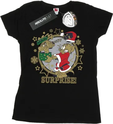 Produktbild von Tom And Jerry - "Christmas Surprise" T-Shirt für Damen BI43646 (XXL) (Schwarz)