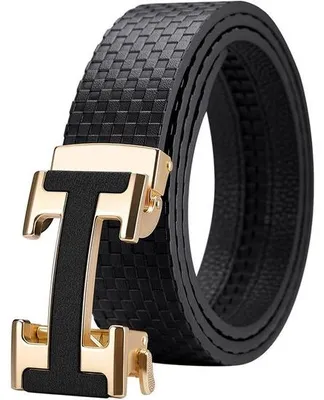 Produktbild von Ledergürtel für Herren mit automatischer Schnalle, goldfarben, 130 cm