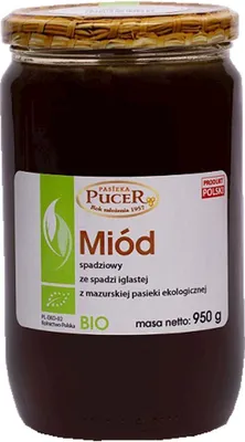 Zdjęcie produktu dla MIÓD SPADZIOWY ZE SPADZI IGLASTEJ950 g - PASIEKA PUCER