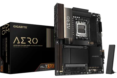 Immagine prodotto di GIGABYTE X870E AERO X3D DARK WOOD Mainboard – Unterstützt AMD Ryzen 9000 CPUs, digitales 16+2+2-Phasen-VRM, bis zu 9000