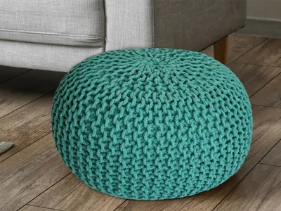 Produktbild von Pouf Ø 55 H 37 H 37 Strickhocker Sitzpouf Bodenkissen nachhaltig grün
