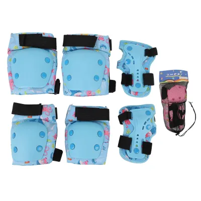 Produktbild von Kinder Schutzausrüstung Set – Knie-, Ellbogen- & Handgelenkschützer mit Tasche, verstellbar, für Skaten, Radfahren & Roller, Blau, 10–22,5 kg