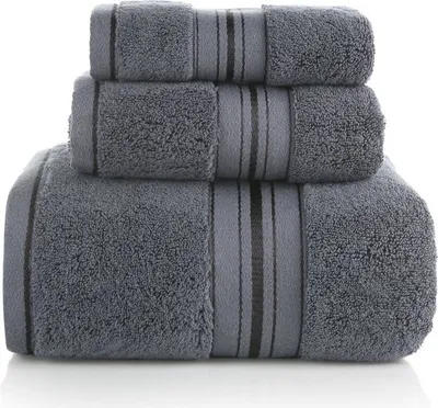 Produktbild von Luxus Handtücher - 3-teiliges Handtuchset - Hotelqualität - dunkelgrau - 33 x 74 - 70 x 140 cm - 100 x 180 cm - Badetuch - Strandtuch - Gästehandtuch - Handtuch - Handtuch - Handtuch anthrazit - Handtuch