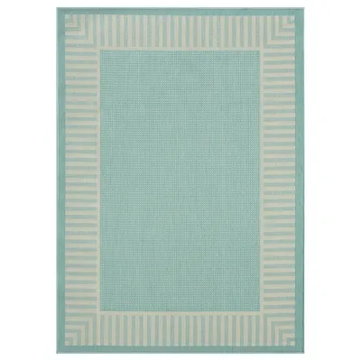 Produktbild von In- und Outdoor Teppich Terrassen & Balkon Küche Wohnzimmer Teppich Bordüre , Farbe:Turkis, Maße:Ø 160 cm Rund