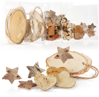 Kerstdecoratie – 6er Set Houtschijven & Rinde