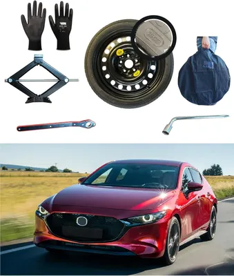 Produktbild von Ersatzrad 17" für Mazda 3, 125/70R17 | mit Wagenheber, Radschlüssel, Handschuhen und Tasche