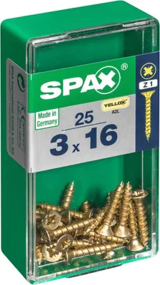 Immagine prodotto di Set di 25 viti in acciaio a testa svasata pozidriv SPAX, Diam.3 mm x L.16 mm