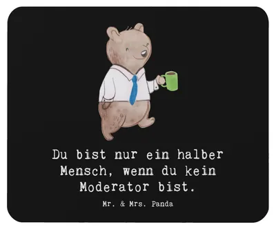 Produktbild von Mr. & Mrs. Panda Mousepad Moderator Herz - Schwarz - Geschenk, Mauspad, mausteppich, laptop, pc, Mouse Pad