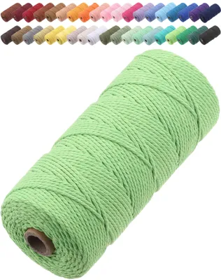 Productafbeelding van Macramékord - 3-strengs getwijnd katoenen koord - Geschikt voor handwerk en decoratie - 2 mm x 205 meter