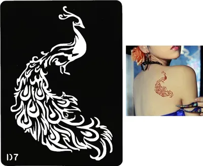 Produktbild von Henna Tattoo Schablone Airbrush Stencil Selbstklebend Pfau Vogel