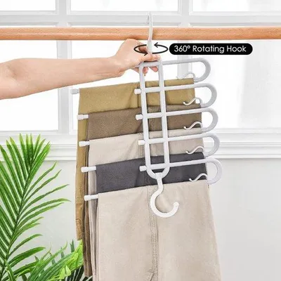 Produktbild von 5-in-1 Kleiderbügel - platzsparend und ausziehbar - für Hosen, Socken, Röcke, Jeans etc.