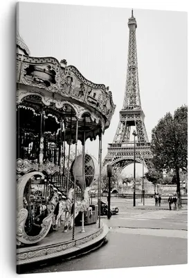 Produktbild von Bild auf Leinwand - Leinwandbild - Einteilig - Karussell Turm Eiffel - 50x70cm - Wand Bild - Wanddeko - Wandbilder - Leinwanddruck - Wanddekoration - Leinwand bilder - Wandbild - PA50x70-5145