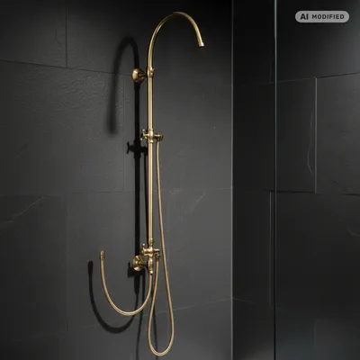 Produktbild von PaulGurkes Aufputz Dusche Set Gold Duschsystem Regendusche