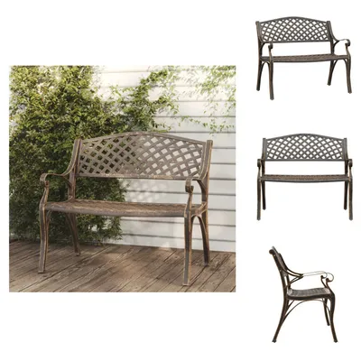 Image de vidaXL Banc de jardin 102 cm fonte d'aluminium bronze - Bancs de jardin