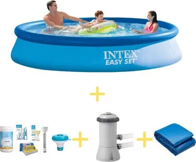 Productafbeelding van Zwembad - Easy Set - 366 x 76 cm - Inclusief onderhoudspakket, filterpomp en bodembedekking