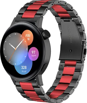 Produktbild von Strap-it Stahlband - Kompatibel mit Huawei Watch GT 3Armband 42mmHochwertiger EdelstahlHuawei watch strap Armband mit faltschließe für 20mmArmband Rot