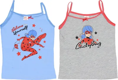 Produktbild von Miraculous Ladybug Unterhemd 2er Pack – 100% Baumwolle für Mädchen 122/128 cm
