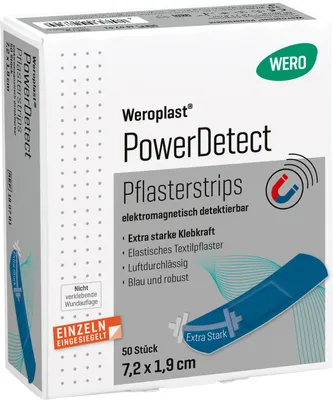 Produktbild von Weroplast PowerDetect Pflasterstrips 7,2 x 1,9 cm, detektierbar 50 Stk/Pkg