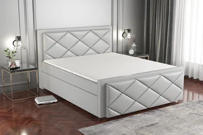 Produktbild von Boxspringbett OXI 120x200 mit 2 Bettkästen, Bonell-Matratze und Topper. Dekorative Stifte an den Seiten der Kopfstütze. Bett Komplett-Set mit Matratze,Bettkasten & Kopfteil. Stoff Eko Cayenne. Elegantes Bett mit massives Kopfteil.