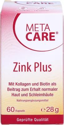 Produktbild von Meta Care Zink+ Kapseln zum Erhalt normaler Haur und Schleimhäute, 60 St. Kapseln