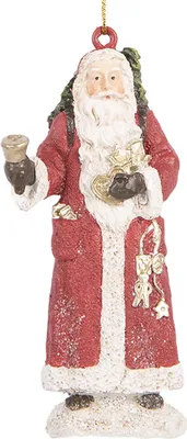 Produktbild von Clayre & Eef Weihnachtsanhänger Weihnachtsmann 5x3x11 cm Rot Kunststoff