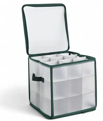 Obrázok produktu pre Úložná krabica s vekom – Skladacia – Priehľadná – Vhodná na vianočné ozdoby – Na 27 kusov – Úsporná a prehľadná – Úložný box