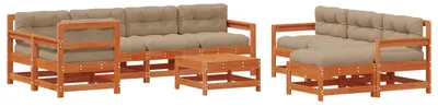 Zdjęcie produktu dla Zestaw wypoczynkowy w ogrodzie 10 pcs Woskowy Brązowy Sosna