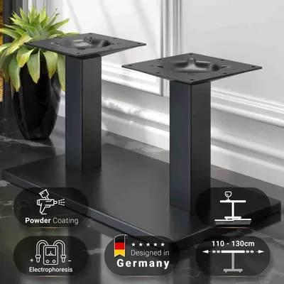 Produktbild von MADRID | Bistro Lounge Doppel Tischgestell | Schwarz | Höhe: 36 cm | Säule: 6 x 6 cm | Fuß: 40 x 70 cm | Tischgestell Schwarz, Tischgestell Gastro