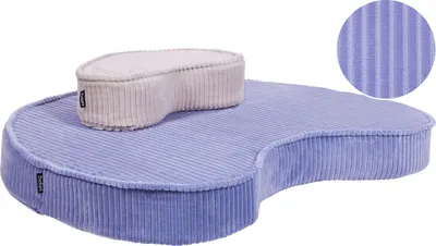 Produktbild von BELIANI Bodenkissen Violett / Beige aus Baumwolle Samtstoff 90 x 75 x 10 cm Bohnenform Sitzkissen Pouf Wohnaccessoires für Kinderzimmer