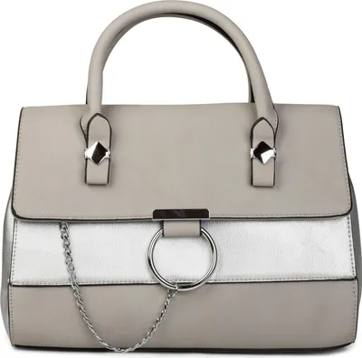 Produktbild von styleBREAKER Satchel Henkeltasche im 2-Tone Design mit Metall Ring und Kette, Handtasche, Tasche, Damen 02012125