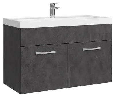 Immagine prodotto di Set di mobili da bagno Badplaats Paso 01 80 x 40 cm – Grigio scuro – Mobile sottolavabo con lavabo