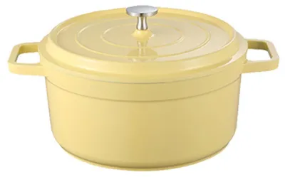 Image de Casserole émaillée pour cuisson au four, idéale pour le pain et les plats mijotés, avec couvercle, 4,75 litres, couleur jaune
