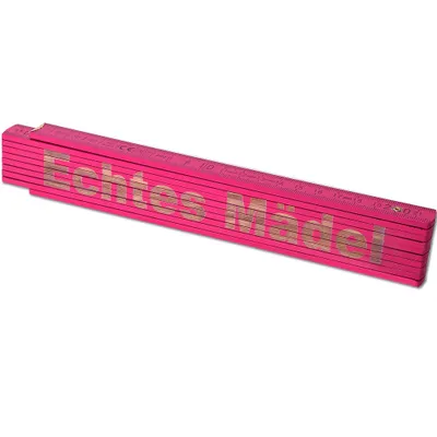 Produktbild von TE-Trend Zollstock Pink 2 Meter Maßstab Gliedermaßstab Gravur Echtes Mädel