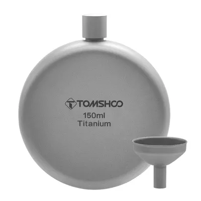 Produktbild von Tytanowa butelka do picia, 150 ml, przenośna, okrągła mini butelka z lejkiem do napełniania, idealna na kemping, wędrówki z plecakiem i pikniki