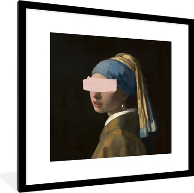 Produktbild von MuchoWow® MuchoWow® Gerahmtes Poster Mädchen mit Perlenohrring - Vermeer - Kunst 40x40 cm - Poster mit zchwarzem Bilderrahmen - Poster - Plakat im Rahmen