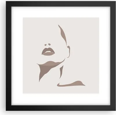 Produktbild von Gerahmtes Poster - Schwarzer Rahmen - Boho Frau Mund - 30x30 cm - Wand Bild - Wanddeko - Wandbilder - Kunstposter - Wandposter - Bilderrahmen - Bilder - Kunstdruck - Wanddekoration - P2BAC30x30-4759