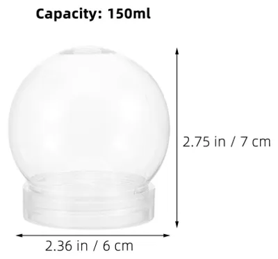 Imagen del producto de Bolas de nieve de plástico, 7 cm de diámetro, paquete de 8 unidades, para proyectos de manualidades