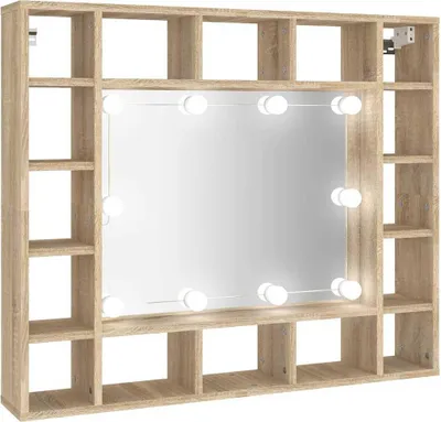 Obrázok produktu pre vidaXL Zrkadlová skrinka s LED Sonoma dub 91x15x76,5 cm