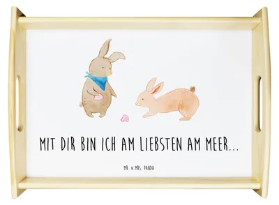 Produktbild von Mr. & Mrs. Panda Tablett Hasen Muschel - Weiß - Geschenk, Servier, Muttertag, zum servieren, Küchentablett, Meer, Deko, Serviertablett, Muscheln, Strand