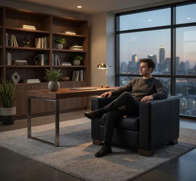 Obrázek produktu pro Designové křeslo v tmavě šedé barvě s prošíváním do kancelářského lounge
